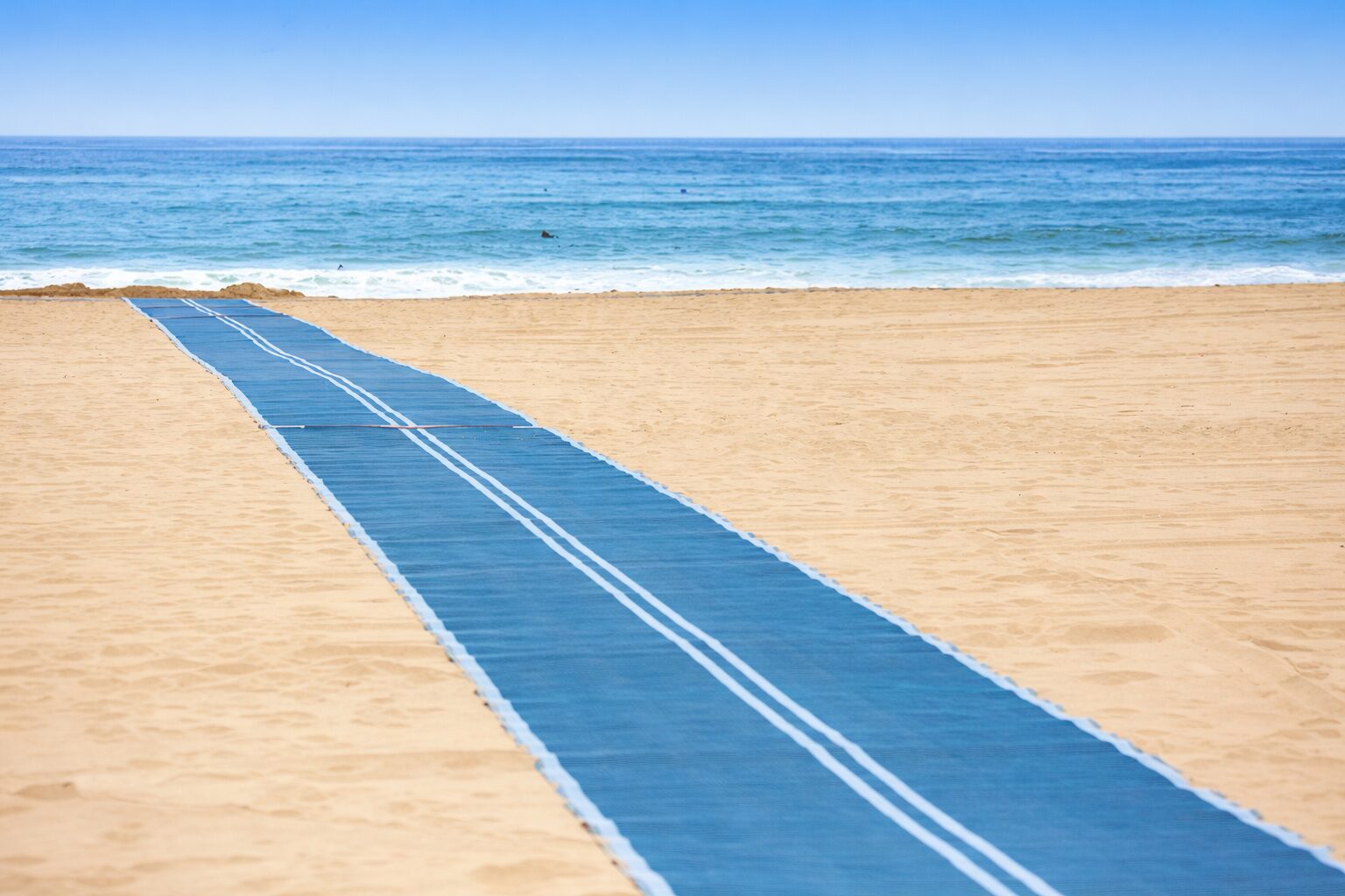 Accessibility beach mat for wheelchairs