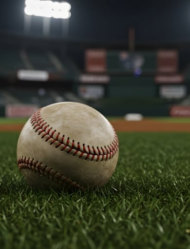 Baseball sitting on the grass