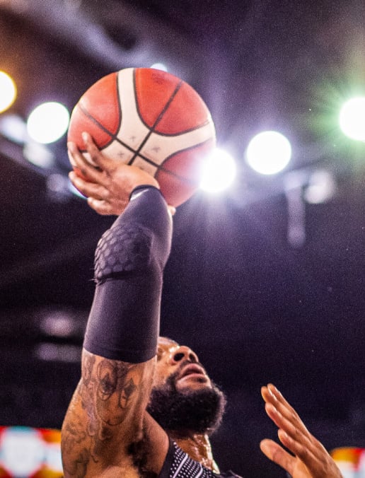 Basketball player making a shot