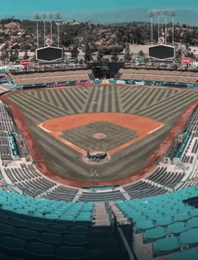 Interior of empty Dodger Stadium during the day
