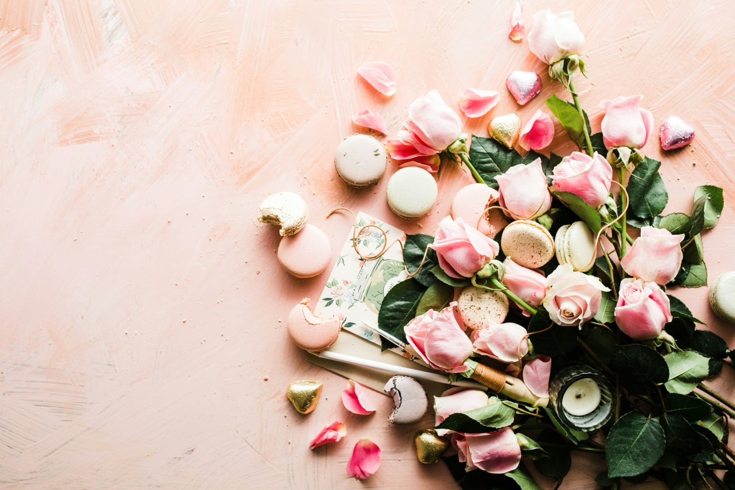 Roses against a pink background