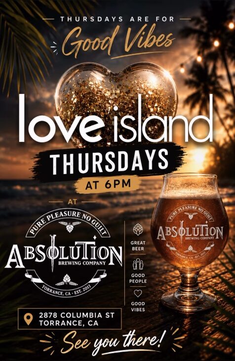 Absolution Brewing Love Island Watch Party poster 