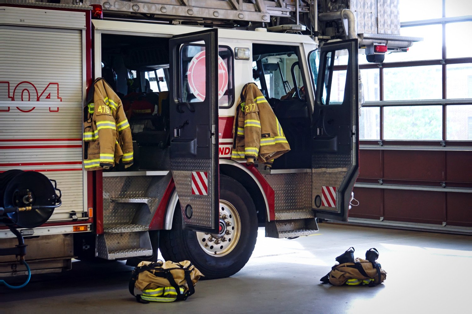 Fire truck in the fire station
